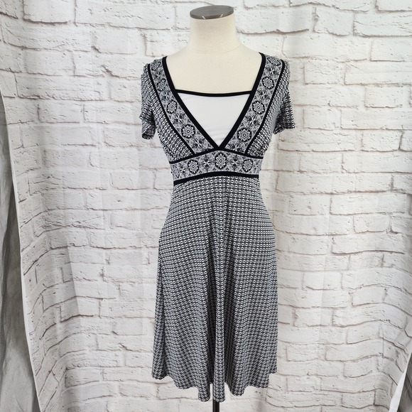 Vintage Y2K Babydoll Dress 4 Small Tie Back Geometric Slinky Party Bunny Preppy - Picture 1 of 7